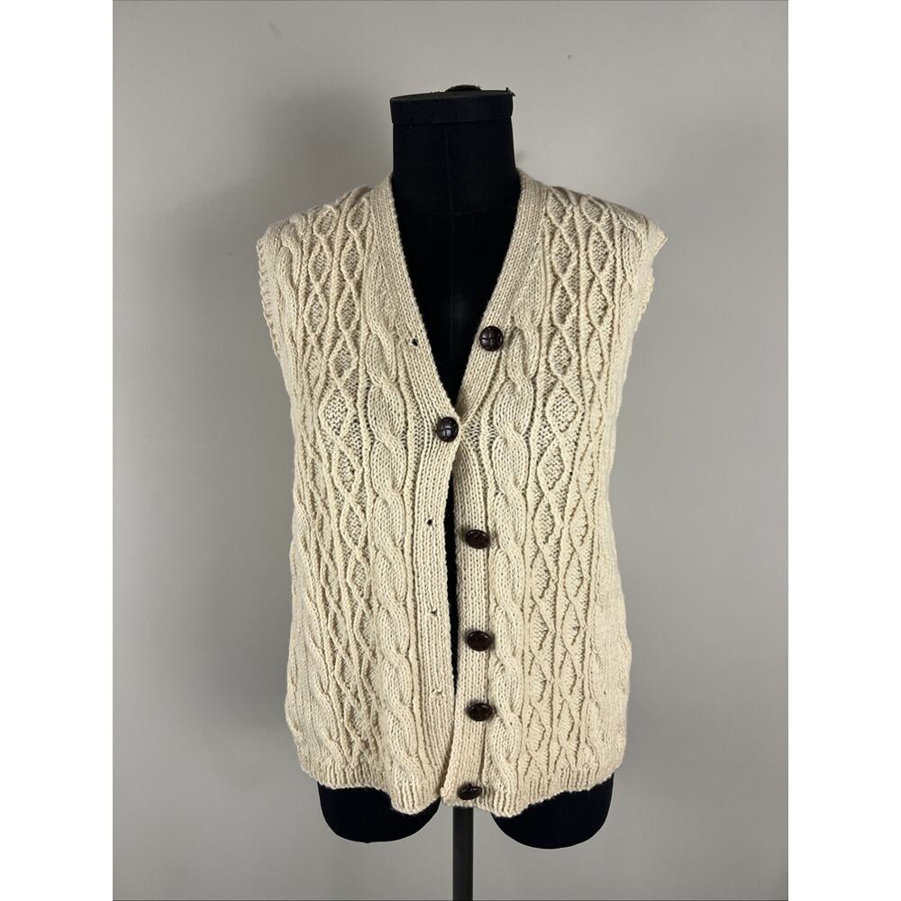 Hand Knit For Irish Cottage Shop Sweater Vest Size Medium Chunky Knit